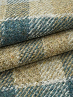 Шерсть пальтово-костюмная Твид Клетка цв.морская волна, ш.1.45м, шерсть-50%, п/э-50%, 390гр/м.кв - Купава фото 7