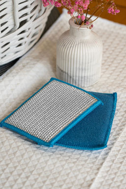 Набор губок-салфеток арт.9004-024 "Антижир" и "Скраб" из микрофибры 9х12см, 2шт Голубушка