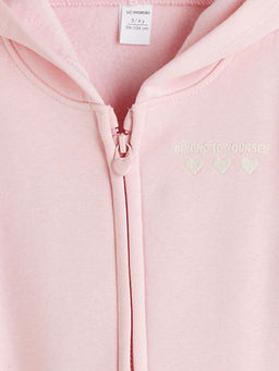 Kap??onlu K?z ?ocuk Fermuarl? Sweatshirt