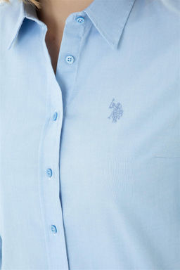 Женская синяя базовая рубашка с длинным рукавом - U.s. polo assn фото 14