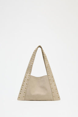 SPLIT SUEDE STUDDED SHOULDER BAG - Zara фото 3