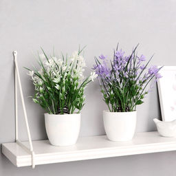 Искусственный цветок в горшке «Цветник с осокой» 9×23 см, МИКС