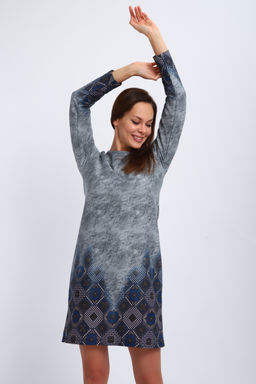 Ночная сорочка из интерлока длинный рукав купон Соня серо-голубой