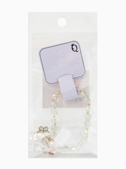 Браслет с подвесками "Сахарный" бабочка, шар №8, цвет белый в золоте