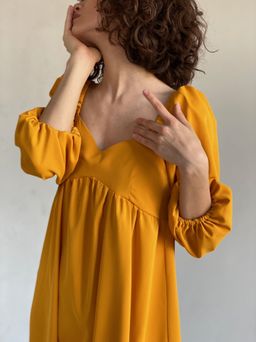 Платье-миди с пышными рукавами в цвете манго - Martichelli фото 19