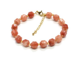 Граненый браслет из кальцита 8*10мм цв.клубничный, 20см