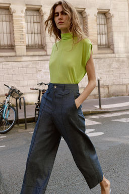 PANTAL?N CULOTTE CON LINO / Azul - Zara фото 3