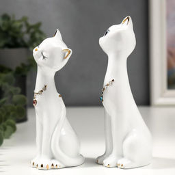 Набор фигурок 2 шт. «Кошечки белые с цепочкой»