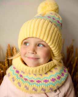 Q 155 D 155 Комплект для девочки флис (колпак+снуд) (52-54)