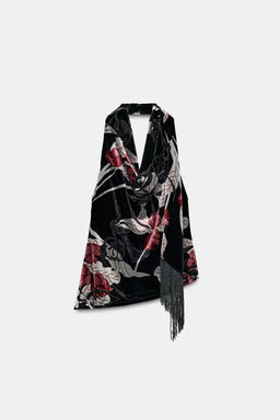 VELVET HALTER TOP WITH FRINGING - Zara фото 3