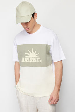 Siyah Oversize/Genis Kesim Yaz? Bask?l? Renk Bloklu %100 Pamuklu K?sa Kol T-Shirt TMNSS24TS00129 - Trendyolmilla фото 10