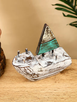 Сувенир «Кораблик», 16×6×17 см, дерево, коричнево-зелёный