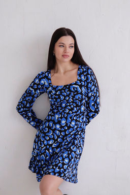 Платье с вырезом каре чёрно-синее - Martichelli фото 18