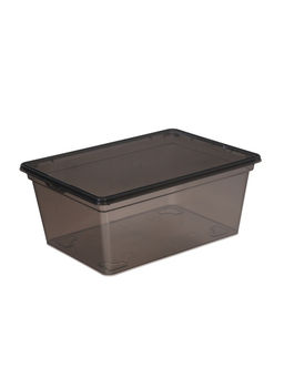 Ящик пластиковый для хранения, с крышкой, объём  16 л, прозрачно-чёрный