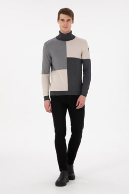 Erkek Slim Fit Yar_m Bal_k__ Yaka Koyu Ye_il Kazak - U.s. polo assn фото 4