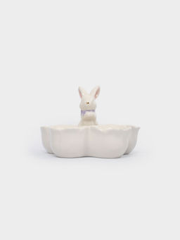 Блюдо пасхальное, 12х9 см, 5 отд, керамика, молочно-золотистое, Кролик в цветах, White Rabbit - Anna lafarg фото 4