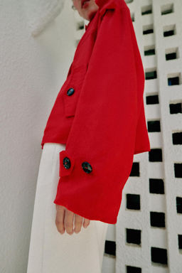 CHAQUETA CON LINO CUELLO SUBIDO / Rojo - Zara фото 3