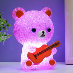 Фигурка светящаяся RISALUX «Мишка», LED-ночник, RGB, от батареек 3×LR44, 10×10×15.5 см, МИКС