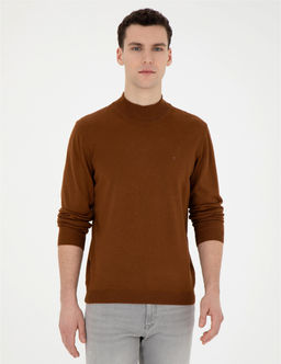 Taba Slim Fit Yar_m Bal_k__ Yaka Y_n Kar___ml_ Basic Triko Kazak - Pierre cardin фото 3