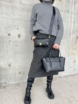 Женская кожаная сумка с клатчем 509286 Блек