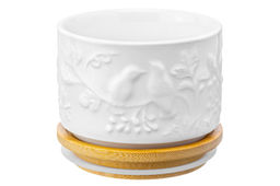 Банка д/хранения 250 мл 9,3*9,3*7 см Птички на ветке + дер. крышка-подставка с сил. упл. - Elan gallery фото 6