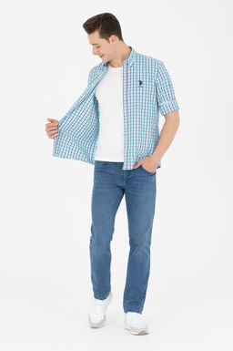 U. S. Polo Assn Erkek Kareli Turkuaz G_mlek Sepette S_rpriz _ndirim