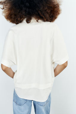 CAMISETA COMBINADA ALGOD?N / Blanco - Zara фото 7