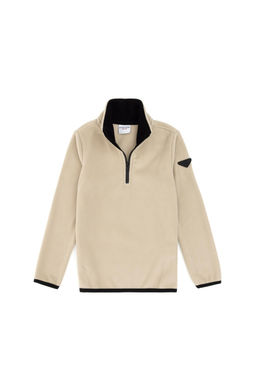 Erkek _ocuk Koyu Bej Yar_m Fermuarl_ Polar Sweatshirt