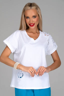 Футболка Нинель (белый/кружево) - Эльза фото 7