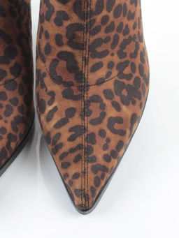 01-H26B-42PC BROWN LEOPARD Ботильоны демисезонные женские (велюр)