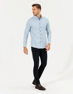 Lacivert Slim Fit Kanvas Pantolon
