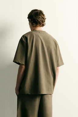 CAMISETA RELAXED FIT ESTRUCTURA / Khaki - Zara фото 3