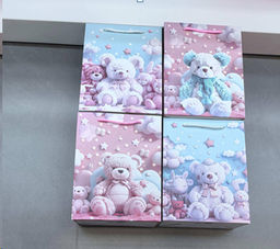 Цена за 12 шт. Пакет подарочный 26х32х12 Мишка / 3369-4 /уп 12/384/