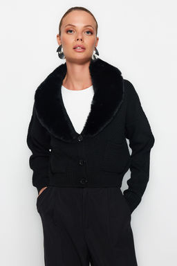 TRENDYOLMILLA Antrasit Crop Kurk Detayl? Triko H?rka TWOAW24HI00029