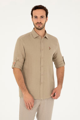 U. S. Polo Assn / Мужская рубашка светло-хаки с длинным рукавом