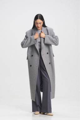 Пальто-макси из смесовой шерсти Light Grey