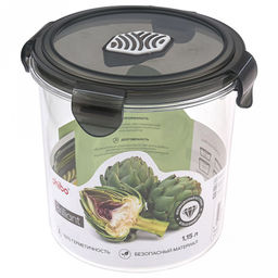 Контейнер для продуктов пластмассовый 1,15л Brilliant, д14см, h13см, круглый, герметичный, ручки-клипса, черный, подходит для СВЧ, Phibo (Россия) - Домашняя мода фото 2