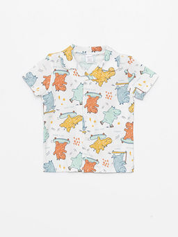 Polo Yaka K?sa Kollu Bask?l? Erkek Bebek Pijama Tak?m - Waikiki фото 2