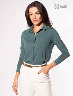 Блузка трикотажная на золотистых пуговицах из премиального хлопка