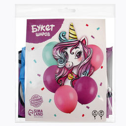Воздушные шары, букет «Единорог», набор 6 шт.