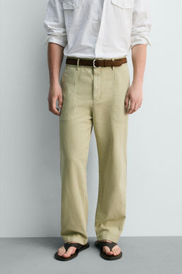 PANTAL?N STRAIGHT FIT LAVADO / verde lavado