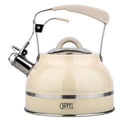 50961 GIPFEL Чайник для кипячения воды CRETE 2,5 л со свистком, с индукционным капсульным дном. Материал: нерж. сталь 18/10. Толщина: 0,5мм/ Цвет: бежевый фото 2