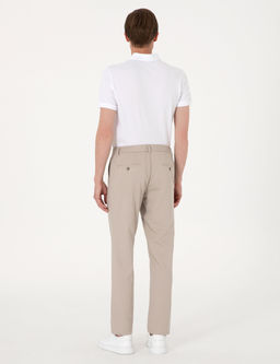 Bej Slim Fit Beli Lastikli Klasik Jogger Pantolon