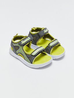 ?ift Bantl? Bask?l? Erkek ?ocuk Sandalet