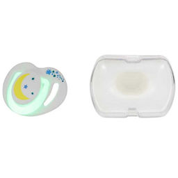 Силиконовая ортодонтическая пустышка с боксом для хранения 0+, День и Ночь 7123817