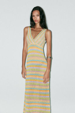 LONG CROCHET KNIT DRESS - Zara фото 2