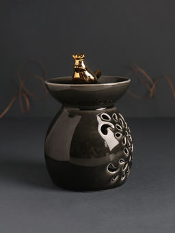 Аромалампа для эфирных масел Птичка в короне в чаше, керамика, чёрный перламутр, 9?9?13 см - Simaland фото 2
