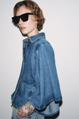 ZW COLLECTION DENIM KIMONO SHIRT - Zara фото 6