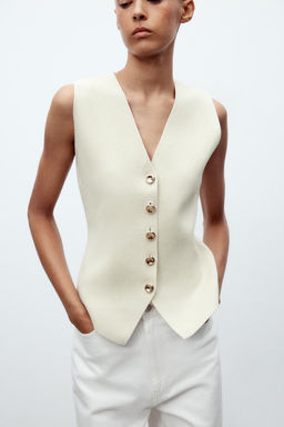 PLAIN KNIT WAISTCOAT TOP - Zara фото 9