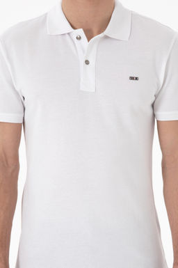 Футболка-поло Slim Fit белая из хлопка